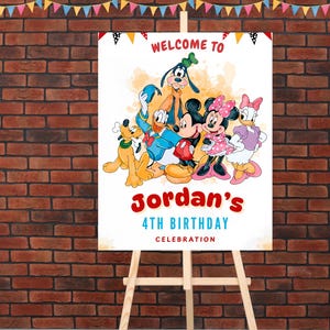 Mickey Mouse Birthday Welcome Sign Mickey Birthday sign Mickey theme Party Mickey & Minnie mouse birthday Mickey and Friends Welcome banner