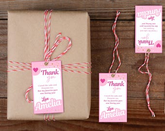 Doll Party Thank you tag Pink Doll Birthday Party favor tag Doll Birthday thank you tag Pink Doll Birthday tag Glitter doll and friends tag