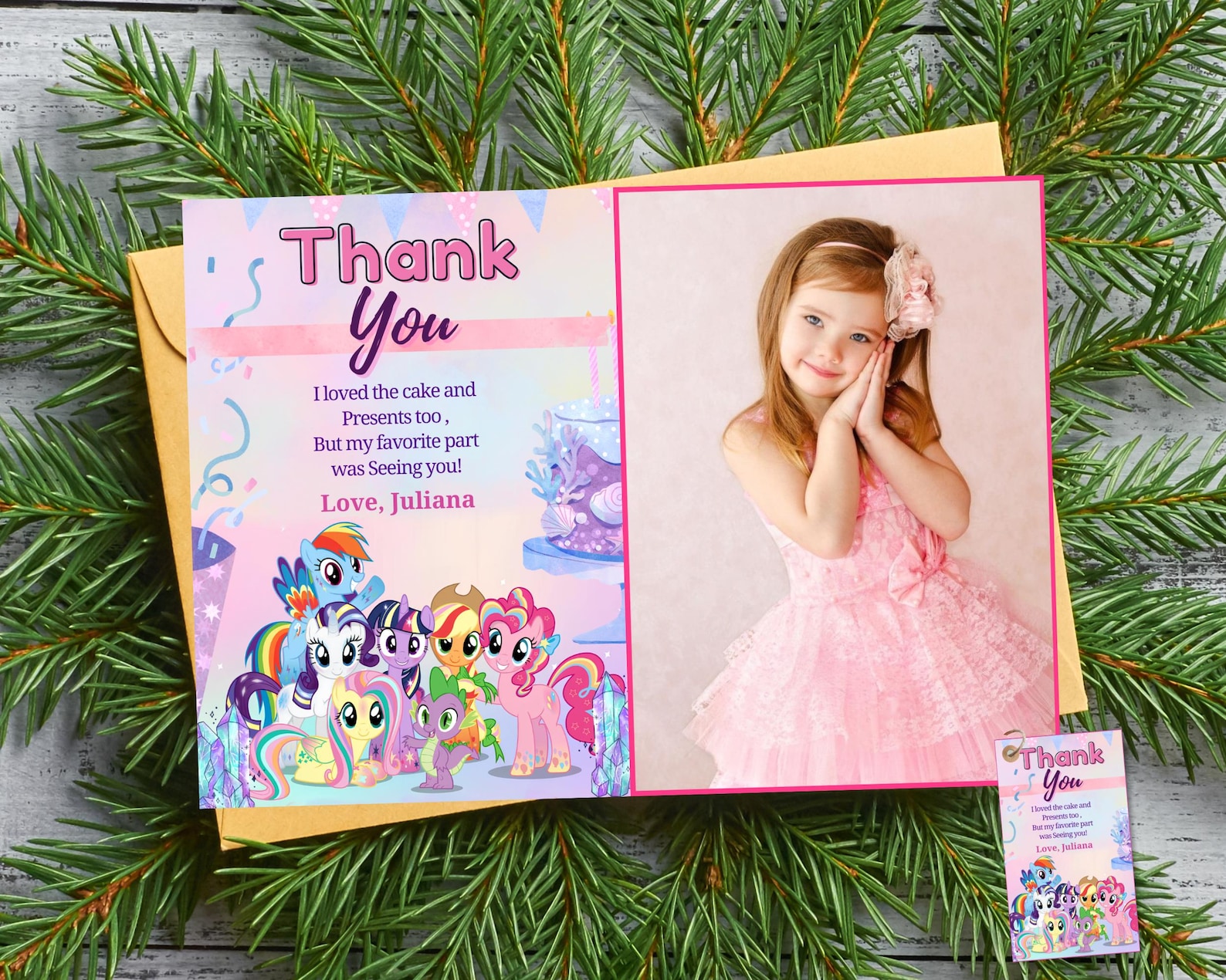 Editable Pony Birthday Thank You Card Unicorn Pony Thank You Card for ...