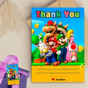 Carte de remerciement Super Mario Bros Cadeaux Super Mario Carte de gratitude Mario Étiquettes Super Mario Carte-cadeau sur le thème de Mario Bros Mario Brothers