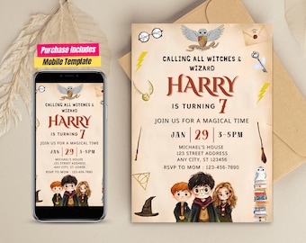 Wizard and Witches Birthday Invitation Magical Birthday Invite Castle Wizardry Party Template Magic School Wizardry Birthday Magical Evite