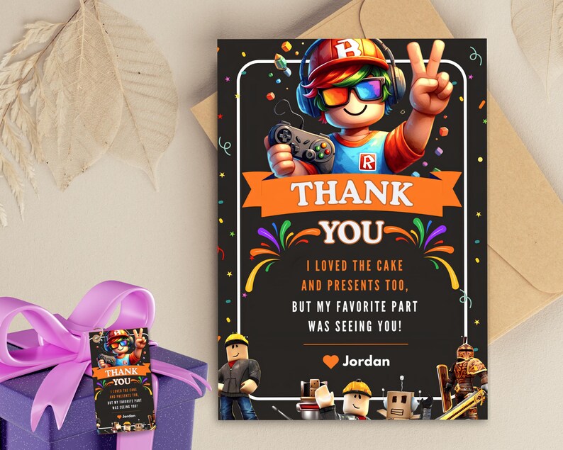 Thank You Rox Roblox Thank You Party Cards Roblox Thank You Party Stickers Roblox ...