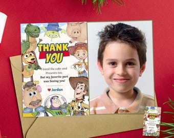 Toy Story theme photo thank you card Toy Story thank you card with photo ToyStory gift tag Toy Story  woody thank you card toys theme tag