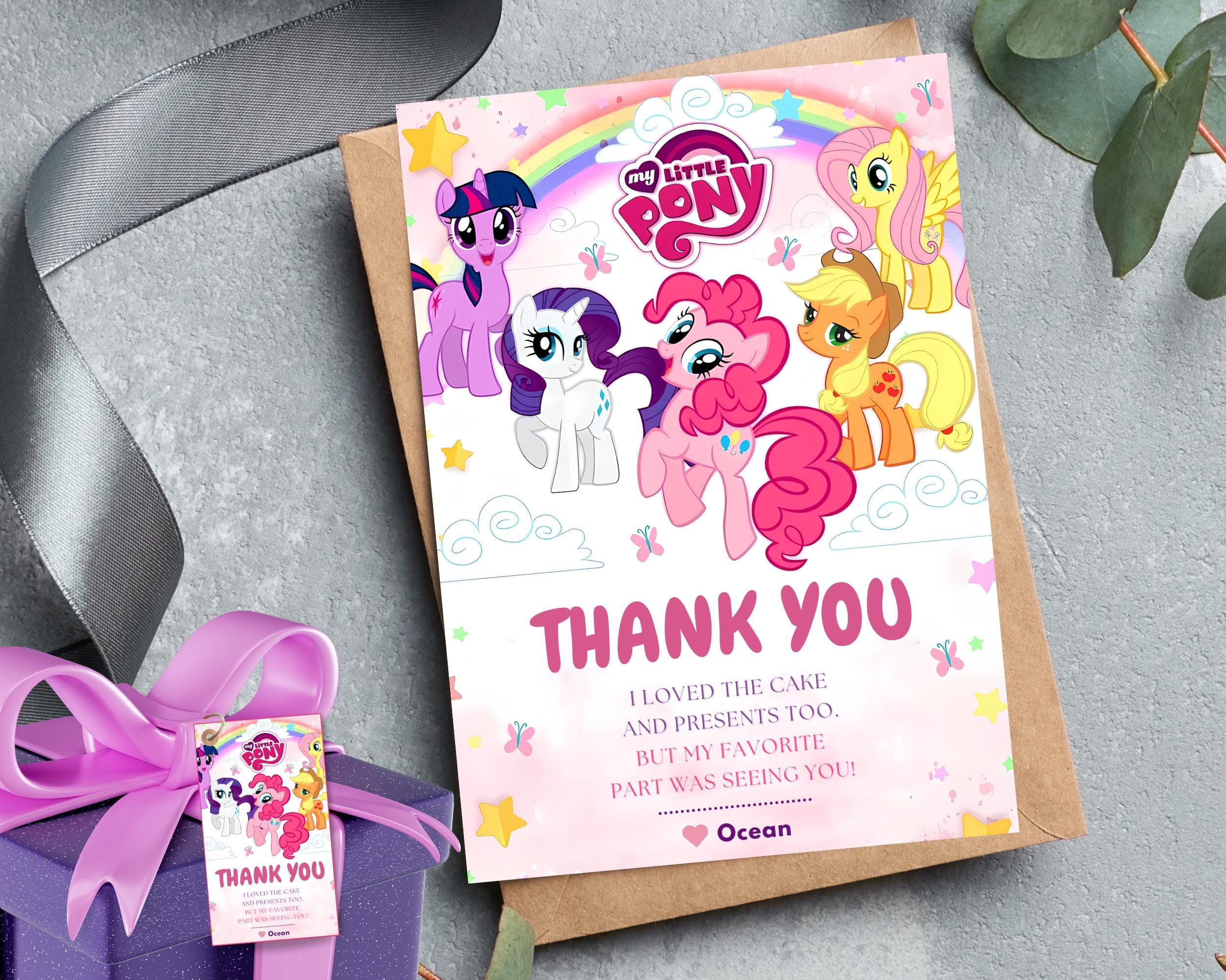 Pink Pony Birthday Thank You Photo Card Unicorn Pony Thank You Cards ...
