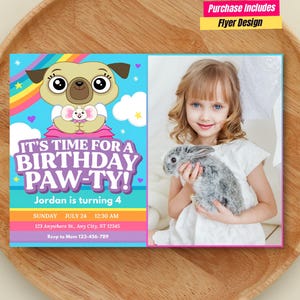 Tarjeta de cumpleaños de Chip y Potato con foto Invitación de Chip y Potato Foto de cumpleaños de Chip y Potato Invitación de Chip y Potato Chip Potato Pawty