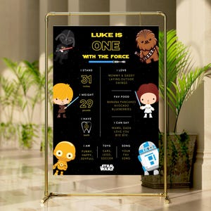 Invitación a la fiesta de cumpleaños de Star Wars inspirada en Star Wars Milestone Cumpleaños de niño uno con el hito de la Fuerza Cartel de cumpleaños de Star Wars One con la Fuerza