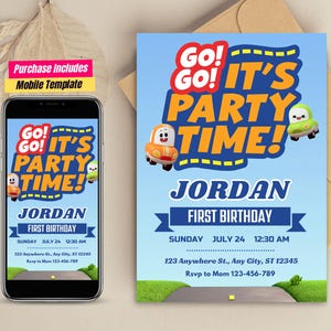 Go! Go! Cory Carson Birthday Invitation VTech Go! Go! Birthday Cory & Chrissy Carson Birthday invite race Go Go Cory Carson Birthday card