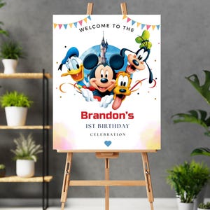 Mickey Mouse Birthday Welcome Sign Mickey Birthday sign Mickey theme Party Mickey & Minnie mouse birthday Mickey and Friends Welcome banner image 3
