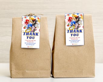 Printable Sonic Thank You party tags Sonic Thank You Tags sonic the Hedgehog Thank You gift tag Sonic Party Favor tag sonic gratitude Tag