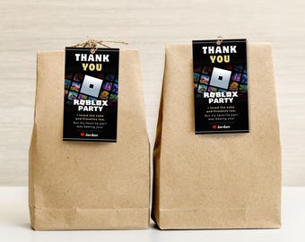 Roblox thank you party tag Roblox thank you party stickers Roblox Themed Thank You tag Roblox Gamer tag Roblox Appreciation tag Roblox gifts