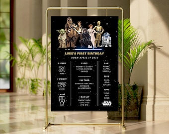 Star Wars Birthday Milestone board Star Wars Party Invitation luke leia han solo r2d2 c3p0 yoda Milestone poster StarWars birthday invite
