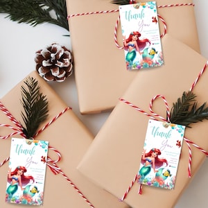 Printable Little Mermaid birthday tag Princess Ariel party favor Mermaid gift tags Little Mermaid Return Gift label for girl Mermaid theme