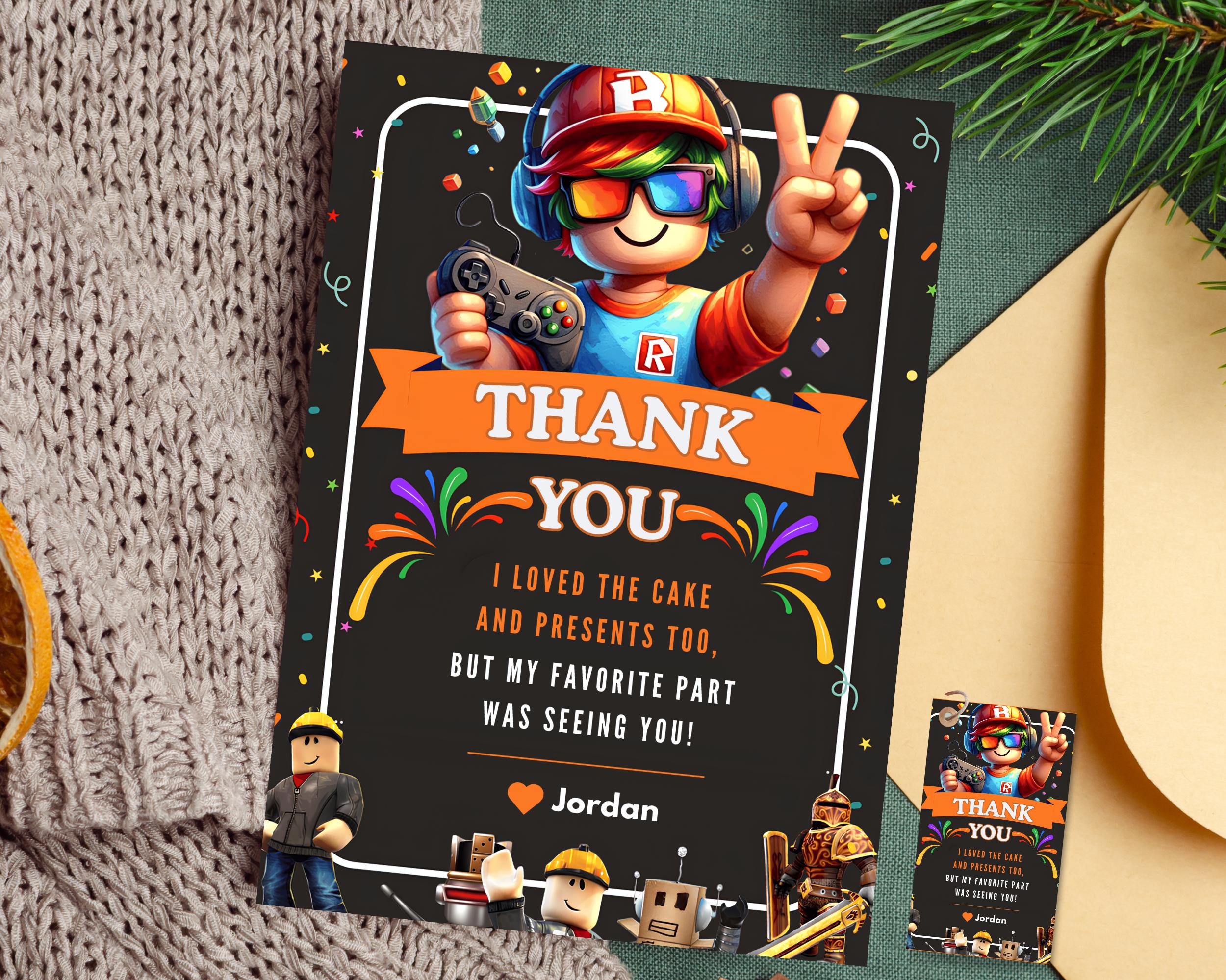 Thank You Rox Roblox Thank You Party Cards Roblox Thank You Party Stickers Roblox ...