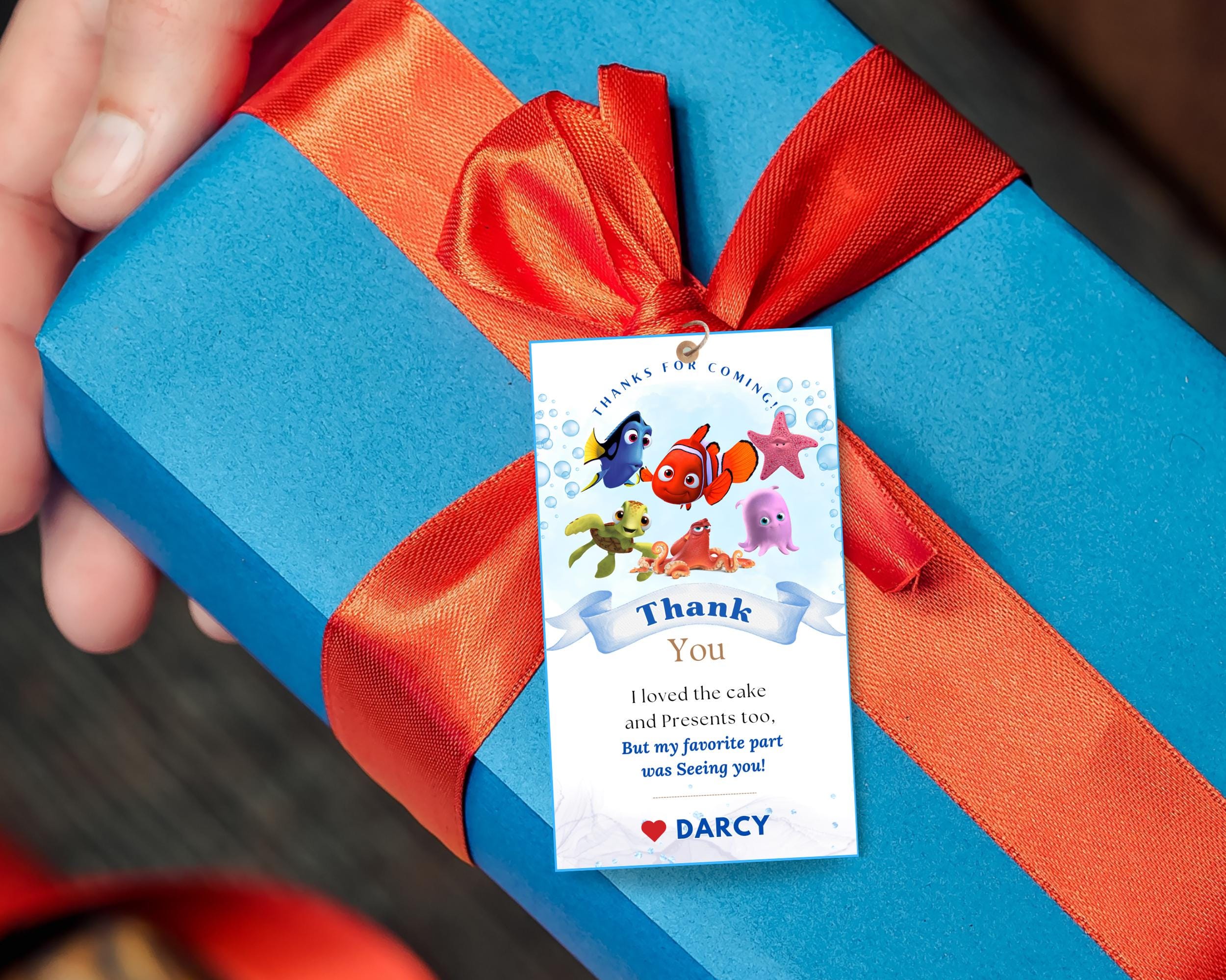 Printable Finding Nemo Return Gift Label Nemo Goodie Bag Tag Underwater ...