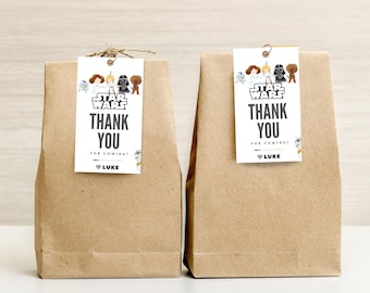 Etiqueta de agradecimiento de Star Wars Etiqueta de agradecimiento de cumpleaños de Star Wars Etiqueta de regalo de recuerdo de fiesta de Star Wars Etiqueta de fiesta de cumpleaños de Star Wars Regalos de fiesta de Star Wars