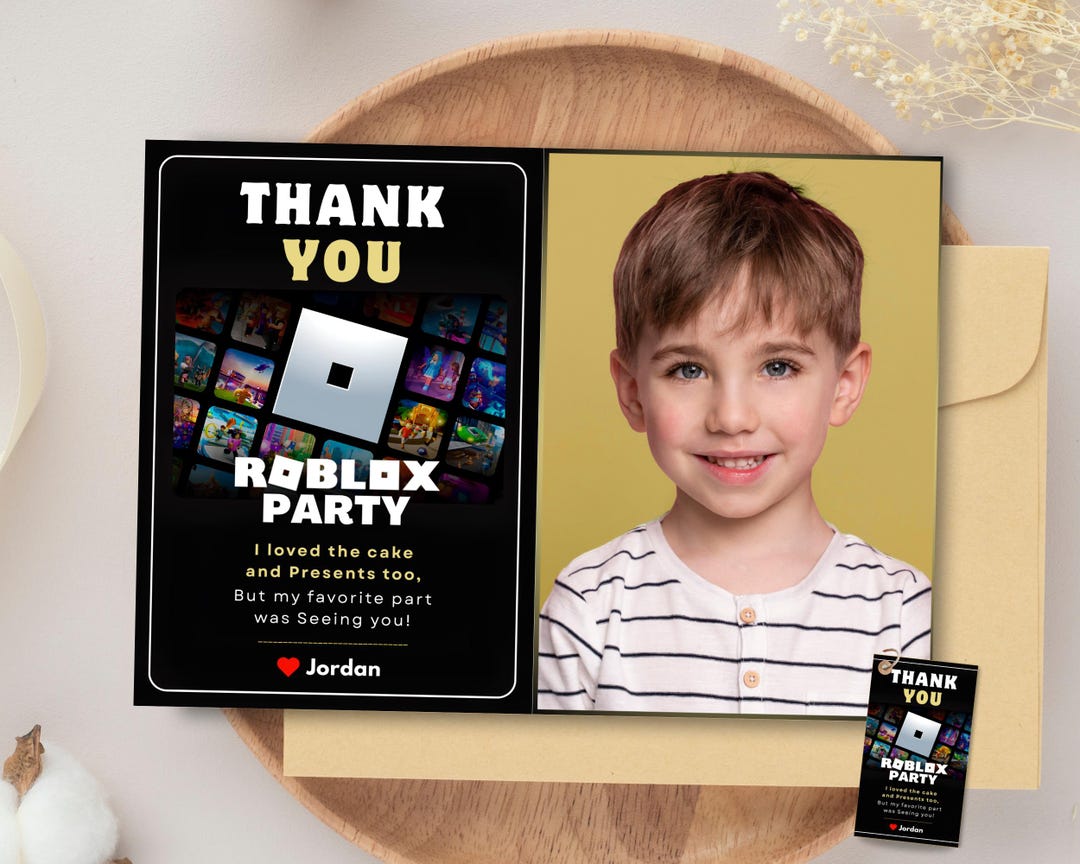 Thank You Rox Roblox Thank You Party Roblox Thank You Photo Card Roblox Themed Thank ...