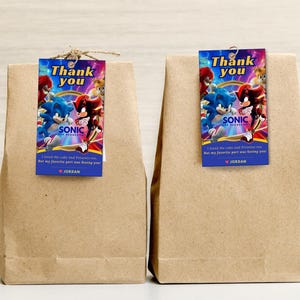 Afdrukbare Sonic Thank You-feesttags Sonic Thank You-tags sonic the Hedgehog bedankje cadeaulabel Sonic Party Favor-tag sonische dankbaarheidstag