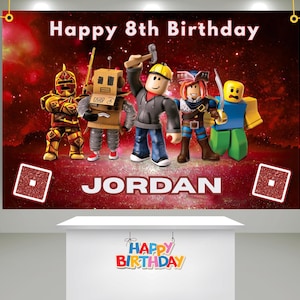 Personalised Roblox banner Roblox Kids Birthday Banner Printable Roblox Backdrop Roblox Wall decor Digital Roblox Backdrop Roblox Theme sign