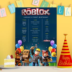 Personalised Roblox Birthday party Roblox Milestone sign Roblox theme Milestone Board Roblox achievement banner Roblox gaming Party Decor
