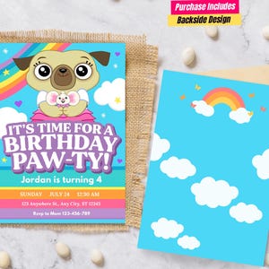 Tarjeta de cumpleaños de Chip y Potato Invitación de Chip y Potato Pawty Chip y Potato cumpleaños Invitación de Chip y Potato Spud, Nico, Mamá, Papá, Totsy