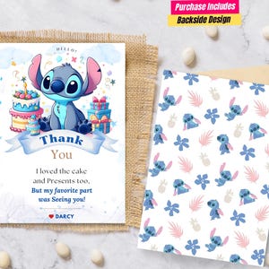 Stitch Birthday thank you card baby Lilo & stitch thank you card Digital Stitch Girls thank you card Stitch and Lilo Birthday party favors