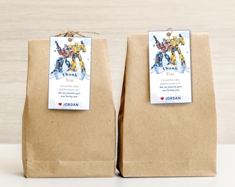 Etiqueta de cumpleaños de Transformers Optimus Prime, Bumblebee, Transformers, imprimible, plantilla de etiqueta de agradecimiento de Transformers, invitación impresa de Transformers