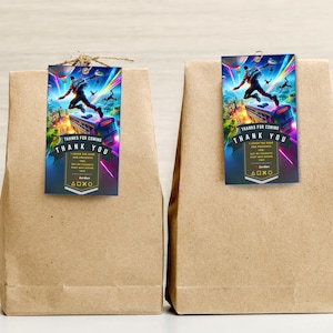 Jongens gamerfeest bedankkaartjes Gaming-buideltaslabels Afdrukbaar Fort-spel bedankkaartje Fort Night Party-cadeaukaartje Videospel Verjaardagsbedankje