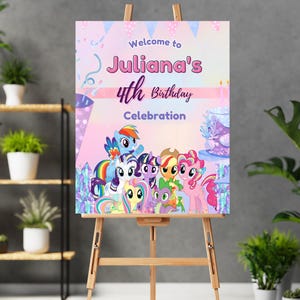 Pony Geburtstag Willkommensschild Einhorn Pony Geburtstag Willkommensbanner für Mädchen My Little Pony Willkommensschild Pony Kindergeburtstag Zeichen Girls Welcome