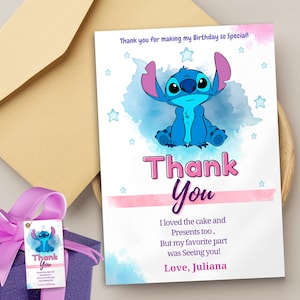Stitch Verjaardagsbedankkaart baby Lilo & stitch bedankkaart Digital Stitch Girls bedankkaart Stitch and Lilo Verjaardagsfeestje gunsten