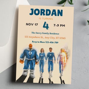 The Fantastic Four verjaardagsuitnodiging Fantastic Four verjaardagsuitnodiging Fantastic 4 superhelduitnodiging Fantastic Four uitnodiging broer of zus