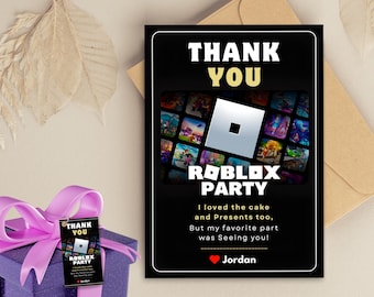 Roblox thank you party cards Roblox thank you party stickers Roblox Themed Thank You Card Roblox Gamer Appreciation Cards Roblox Gaming gift