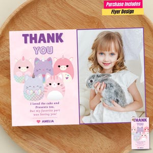 Squish Marshmallow Danke-Karte mit Foto Squish Marshmallow Danke Foto-Karte Squish Marshmallow Thema Gastgeschenke Plüschtier Geschenk