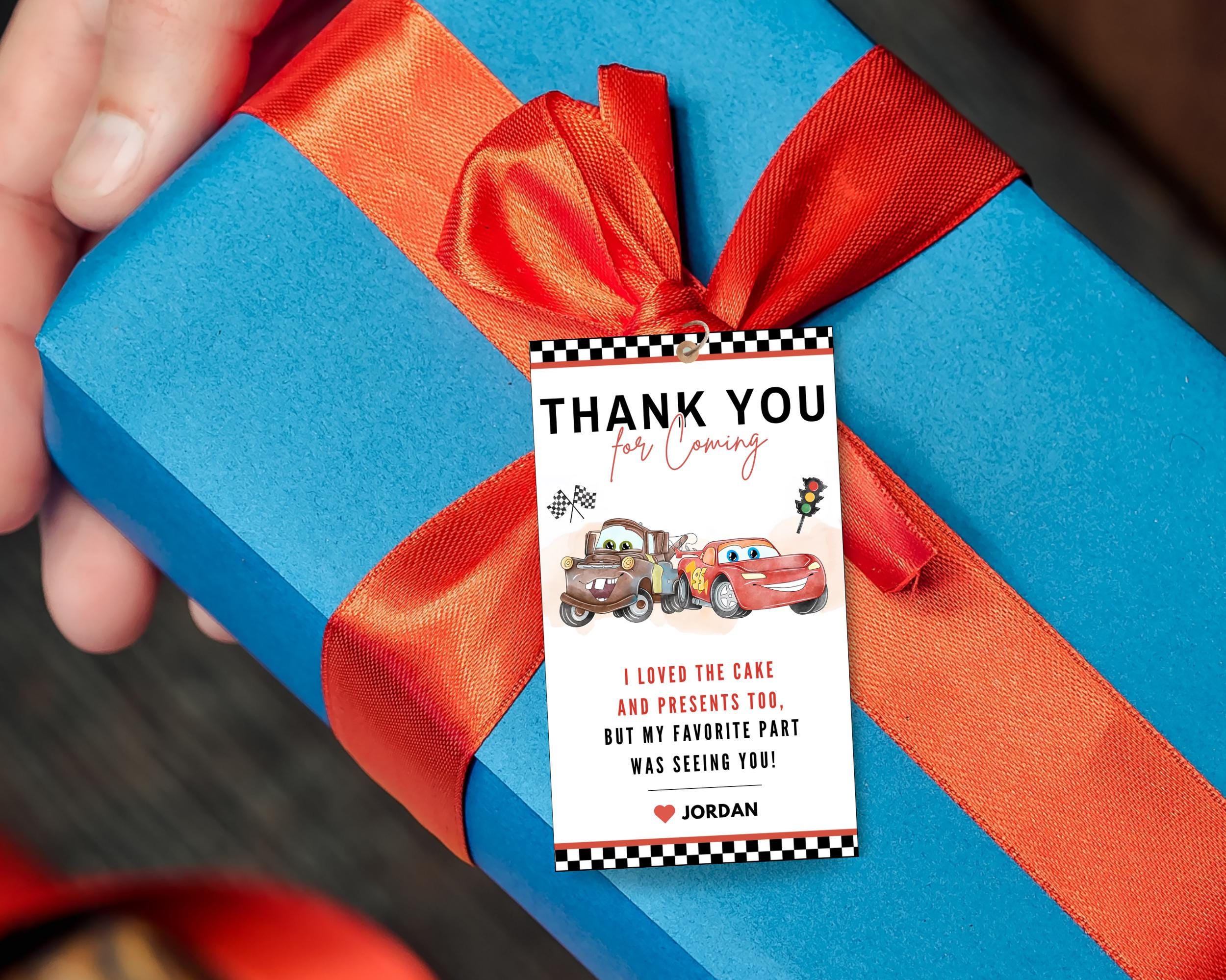 Cars Birthday Thank You Label Cars Lightning Mcqueen Party Tag Cars ...