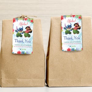 Stitch Birthday Party tag Lilo & stitch thank you tag Digital Stitch return Gift Birthday thank you tag Aloha Lilo and Stitch Birthday tags