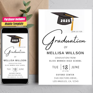 Graduation Party Invitation card Class of 2025 Invite Graduation Announcement card Graduation invitation template Editable graduation invite