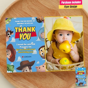 Toy Story Thema Foto Dankeskarte Toy Story Danksagungs-Karte mit Foto ToyStory Geschenkanhänger Toy Story woody Danksagungs-Karte Spielzeug Thema Tag