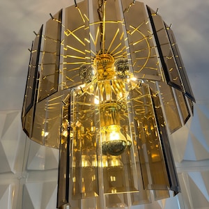 1970s Chandelier by MASSIVE Smoked Glass Bling Bling