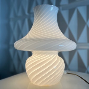 1970s Murano Mushroom Table Lamp Mid Century Swirl Glass