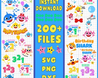 Mega Shark Bundle / Cumpleaños del bebé Navidad / Svg Png Dxf Archivos digitales / Cutter Cricut / Descarga instantánea