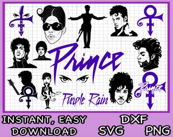 Prince Bundle / 15 x designs Icon Silhouette 80s Music / Svg Png Dxf Digital Files / Cutter Cricut / purple