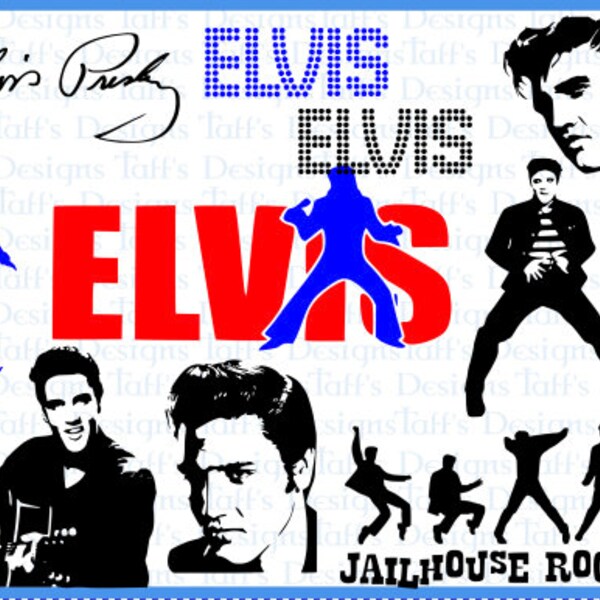 Elvis Bundle / 50s 60s 70s Rock n Roll Music / Singer Idol Icon / Silhouette Svg Png Dxf Digital Files / Cutter  Cricut / Instant Download