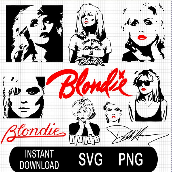 10 x Blondie Band /Pop Singer Icon Legends / Svg Png Digital Files / 70s 80s 90s / cricut cutter / silhouette / print and Cut / Sublimation