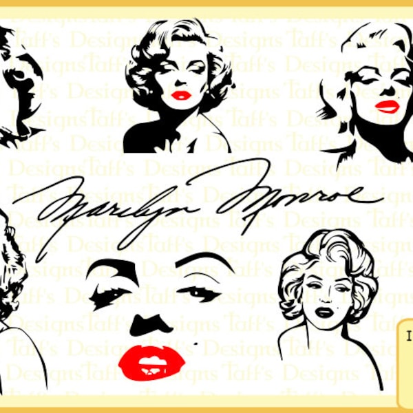 Marilyn Monroe Bundle / 40s 50s Actress Icon / Movie Star Idol / Silhouette Svg Png Dxf Digital Files / Cutter  Cricut / Instant Download