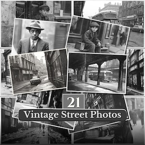 Fotografie di journaling stampabili, vecchie foto di strada, diario spazzatura, ritratti vintage, download immediato di diario spazzatura digitale vintage effimero