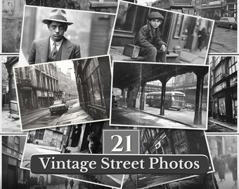 Printable Journaling Photographs, Old Street Photos, Junk Journal, Vintage Portraits, Instant Download Junk Journal Digital Vintage Ephemera