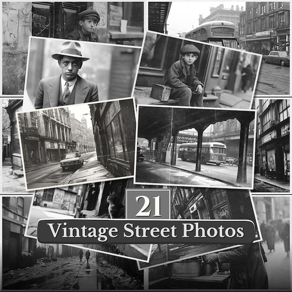 Printable Journaling Photographs, Old Street Photos, Junk Journal, Vintage Portraits, Instant Download Junk Journal Digital Vintage Ephemera