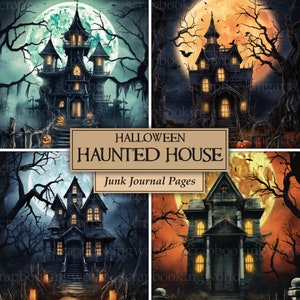 Digitale Halloween-achtergrond, spookachtig afdrukbaar, ongewenste dagboek, griezelig collageblad, Jack O Lantern, afdrukbare Halloween, digitale download