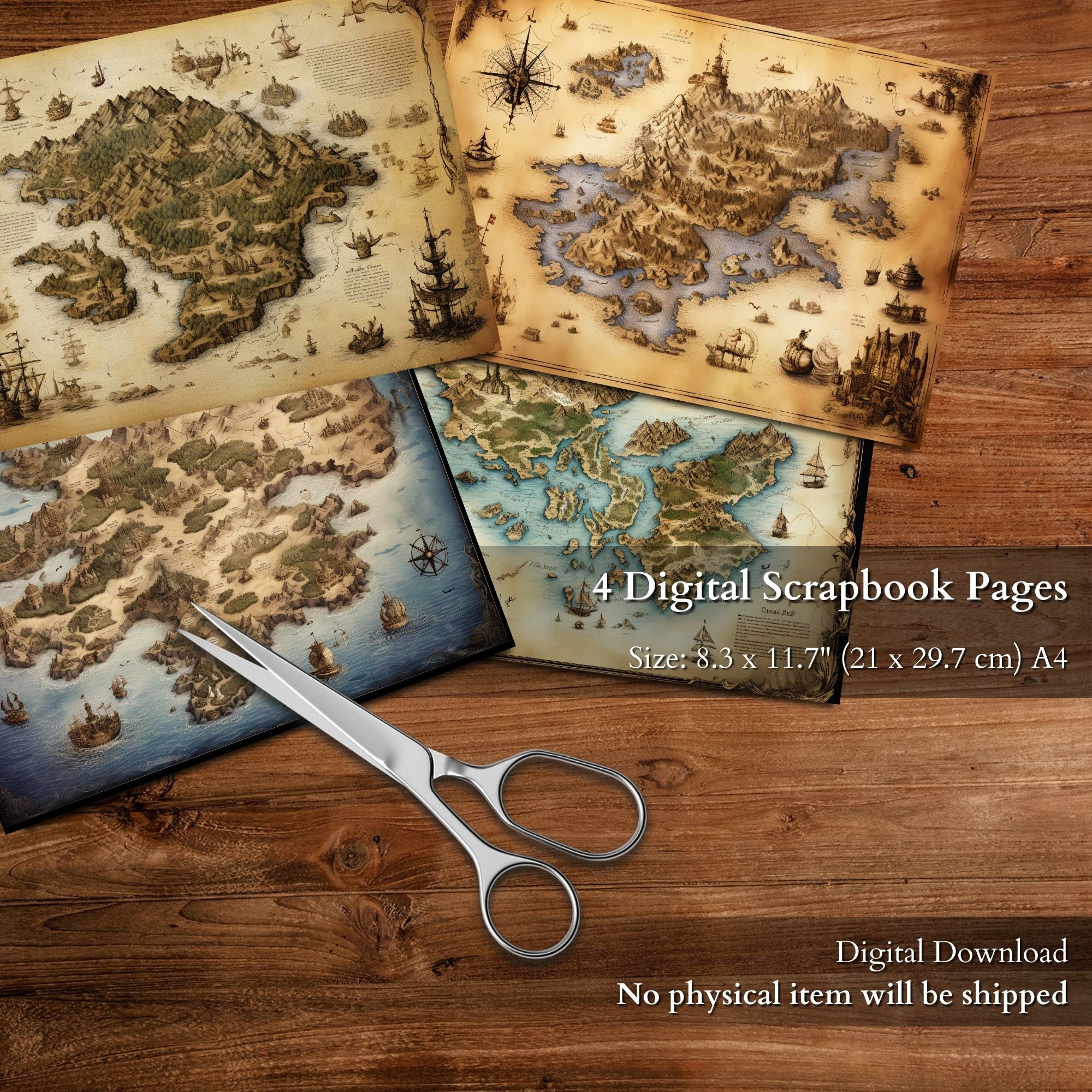 Printable Treasure Map, Junk Journal Kit, Printable Vintage Treasure ...