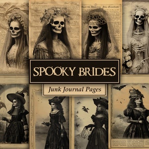 Spooky Bride Junk Journal Pages: Vintage Halloween Collage (Digital Download)