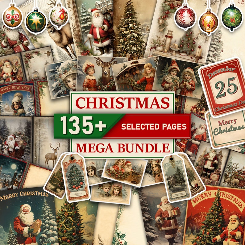 Christmas junk journal bundle christmas printable digital scrapbook